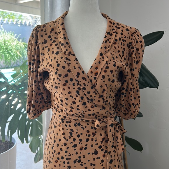 Rouje Louisa Leopard Print Wrap Dress 34 - Picture 2 of 6